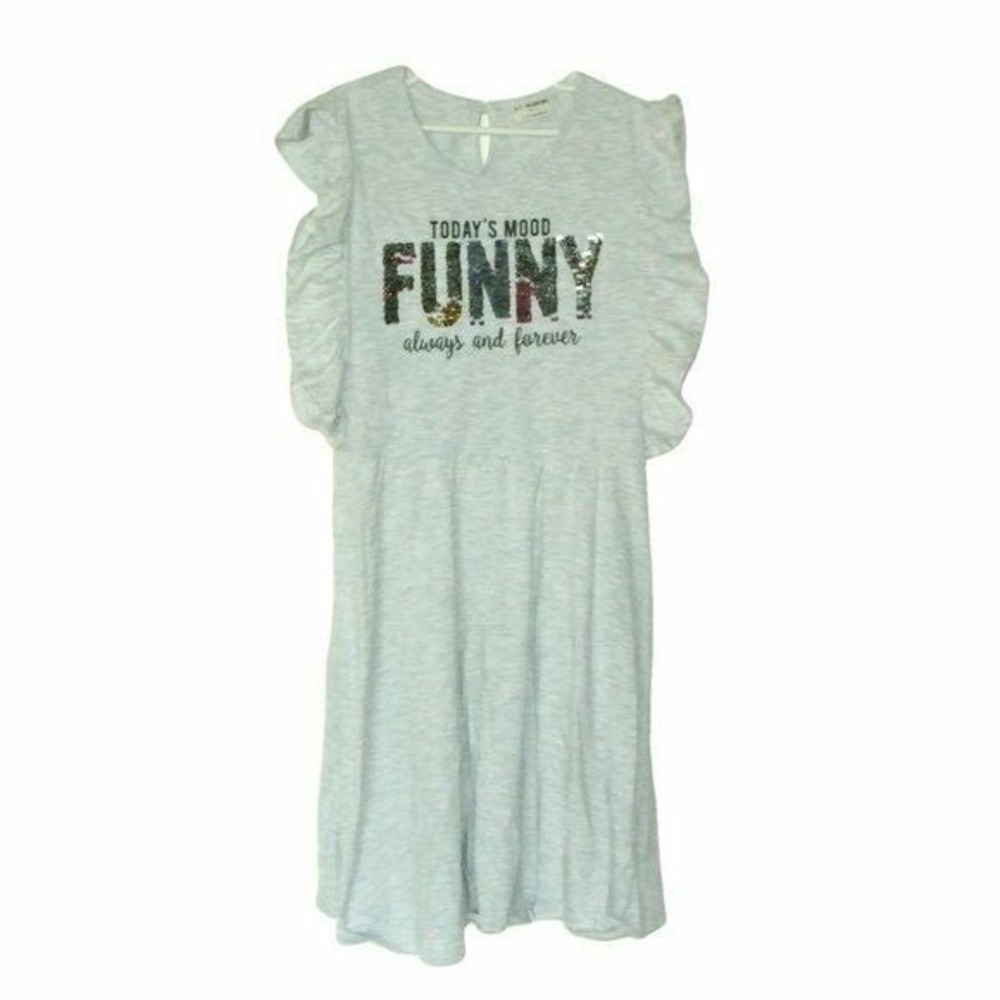 LC‎ Waikiki Girls Gray Dress Sequin Flip 11 12 year